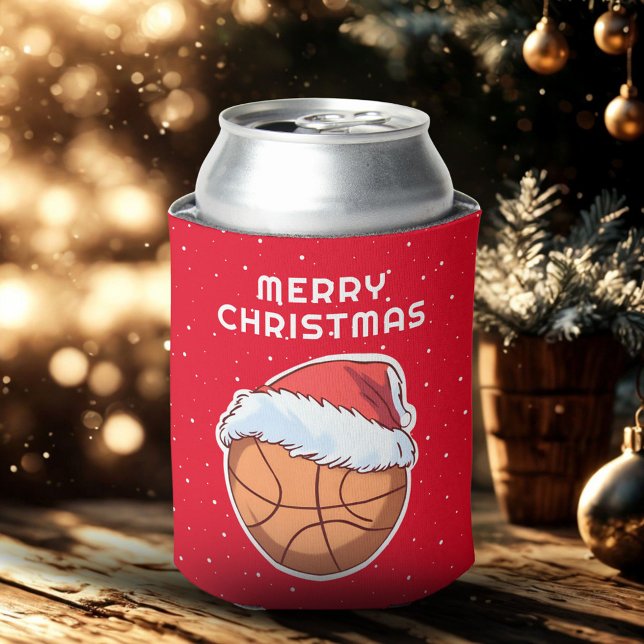 Rafraîchisseur Pour Canette Basket Ball Red Santa Hat Joyeux Noël (Créateur téléchargé)