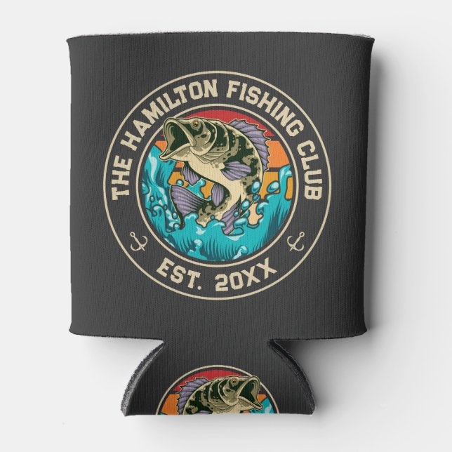 Rafraîchisseur Pour Canette Basse à grande bouche Retro Sunset Club de pêche (Devant)