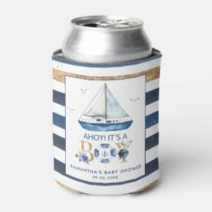 Rafraîchisseur Pour Canette Bateau bleu nautique Ahoy C'est un Baby shower gar