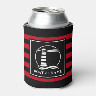 Rafraîchisseur Pour Canette Bateau de phare classique ou nom Navy Red Strike