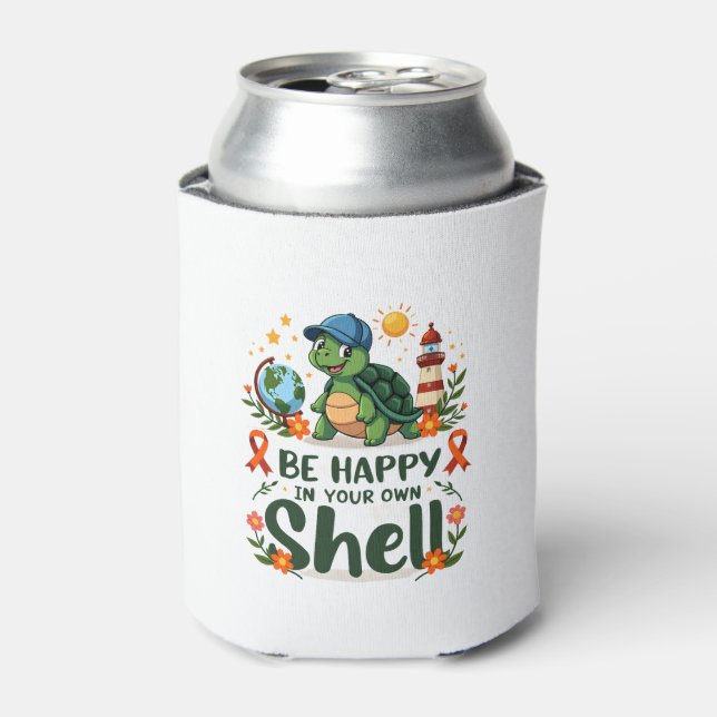 Rafraîchisseur Pour Canette Be Happy In Your Own Shell Turtle Autism Awareness (Can devant)