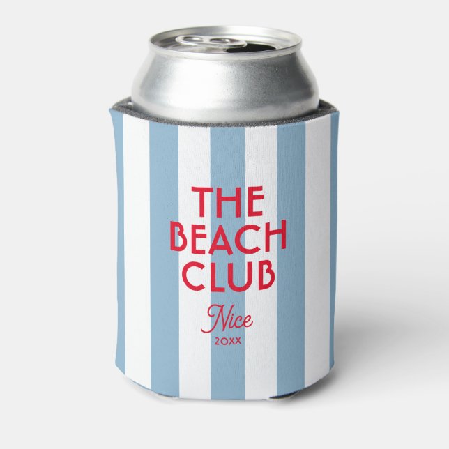 Rafraîchisseur Pour Canette Beach Club French Red Blue Cabana Stripe (Can Dos)