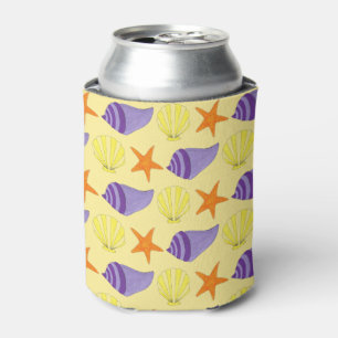 Rafraîchisseur Pour Canette Beach Party Coques de mer Coquillages Jaune violet