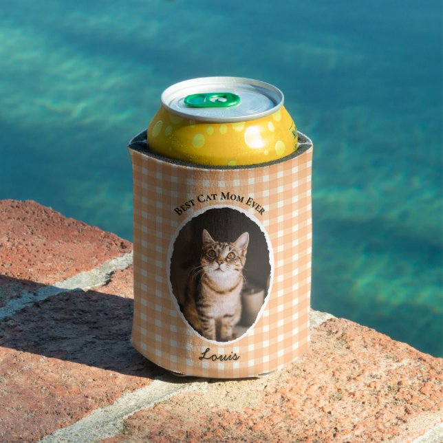 Rafraîchisseur Pour Canette Best Cat Mom Ever Custom Funny Cute 2 Pet Photos (Piscine in situ)