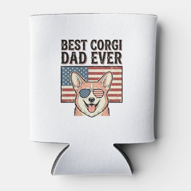 Rafraîchisseur Pour Canette Best Corgi Dad Ever Patriotic Vintage Dog Shirt_1 (Devant)