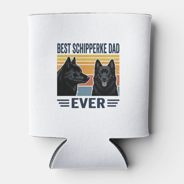 Rafraîchisseur Pour Canette Best Schipperke Dad Ever Retro Dog Vector Design_1 (Devant)