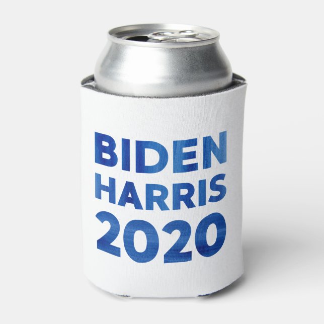 Rafraîchisseur Pour Canette Biden Harris 2020 bleu aquarelle texte (Can devant)