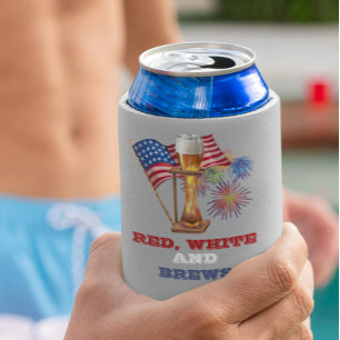 Rafraîchisseur Pour Canette Bière blanche rouge 4 juillet