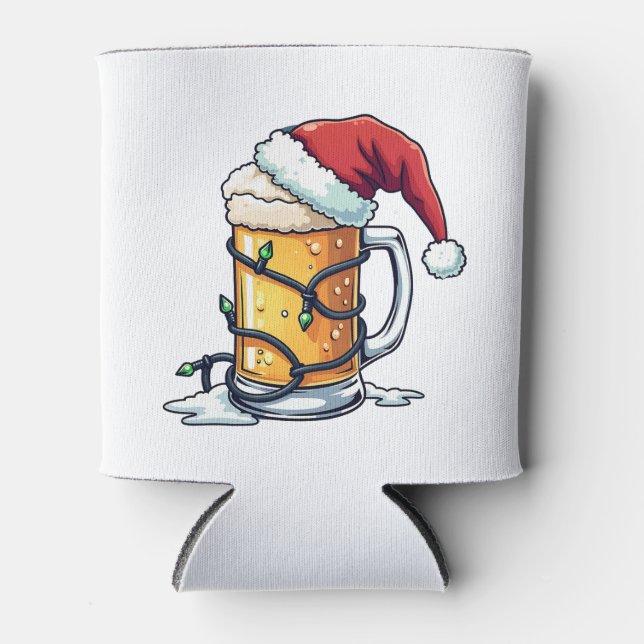 Rafraîchisseur Pour Canette Bière De Noël Enveloppée De Lumières De Noël (Devant)