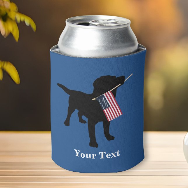 Rafraîchisseur Pour Canette Black Lab Dog avec USA American Flag, 4 juillet (Créateur téléchargé)