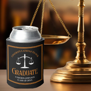 Rafraîchisseur Pour Canette Black Orange Law School Custom Graduation Party