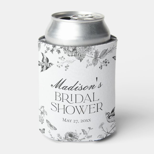Rafraîchisseur Pour Canette Black Toile De Jouy Vintage Floral Bridal Shower (Can devant)