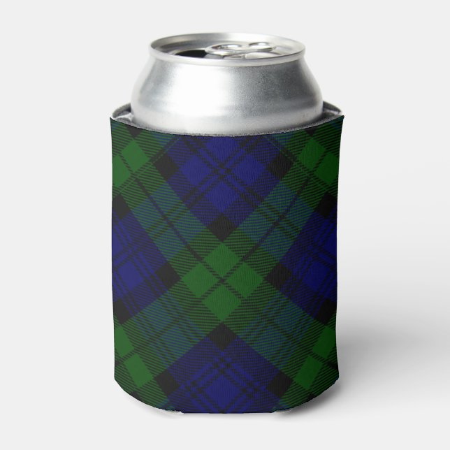 Rafraîchisseur Pour Canette Black Watch Tartan bleu vert Plaid (Can devant)
