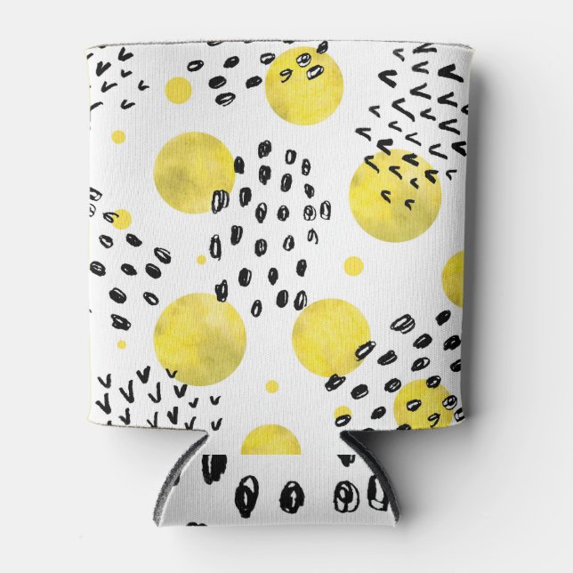 Rafraîchisseur Pour Canette Black White Spirals : Doodles tendance. (Devant)
