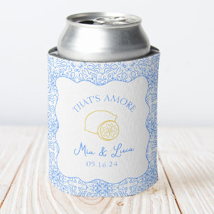 Rafraîchisseur Pour Canette Bleu Chic C'est Amore Mariage Citron Faveur