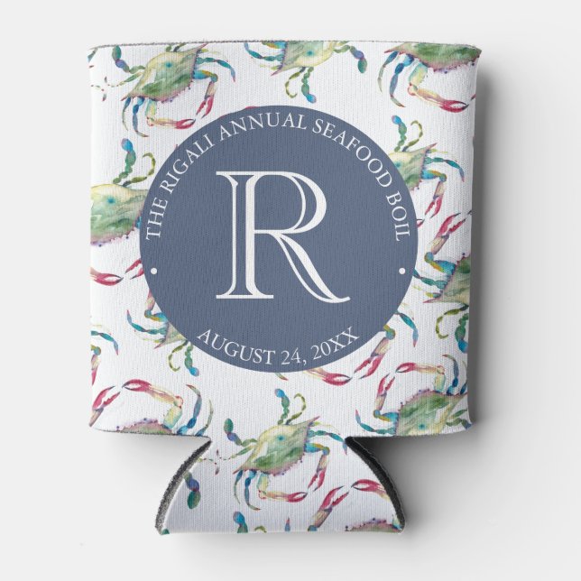 Rafraîchisseur Pour Canette Bleu Crabe Côtier Nautique (Devant)