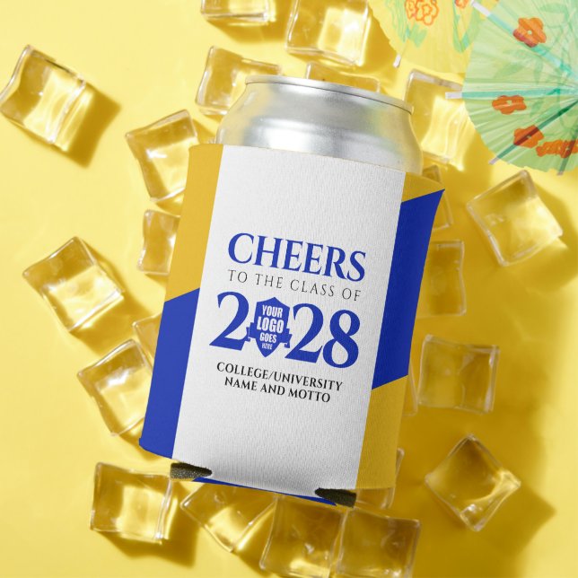 Rafraîchisseur Pour Canette Bleu Gold School College University Graduation (Été in situ)