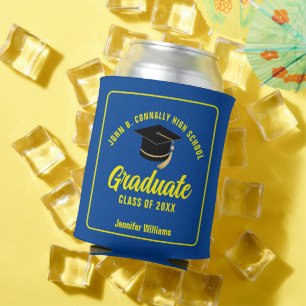 Rafraîchisseur Pour Canette Bleu Jaune Diplômé sur mesure fête de graduation