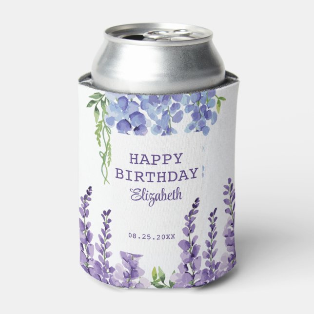 Rafraîchisseur Pour Canette Bleu Purple Wisteria Floral Verdure Anniversaire (Can devant)