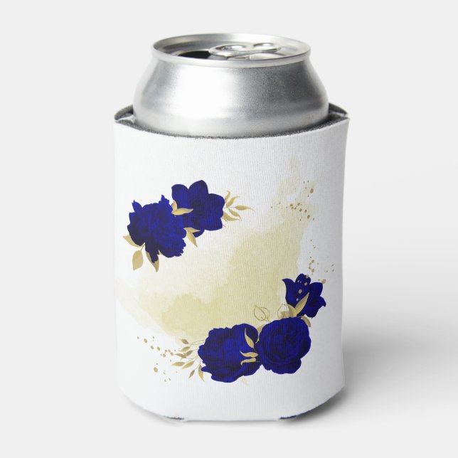 Rafraîchisseur Pour Canette bleu royal floral or (Can devant)