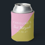 Rafraîchisseur Pour Canette Bloc de couleur vert rose moderne Bat mitzvah pers<br><div class="desc">Bat mitzvah de bloc couleur rose et mousse moderne personnalisé</div>