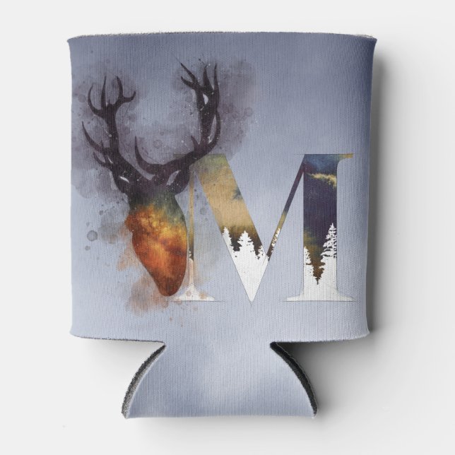 Rafraîchisseur Pour Canette Blue Deer M Monogram Nom de famille Can Cooler (Devant)