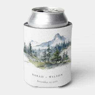 Rafraîchisseur Pour Canette Blue Green Woods Mountain Paysage Mariage de croqu