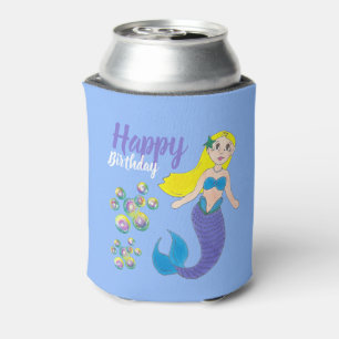 Rafraîchisseur Pour Canette Blue Purple Ocean Mermaid Bubbles Anniversaire