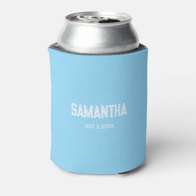 Rafraîchisseur Pour Canette Blue &white monogram name Cooler (Can Dos)