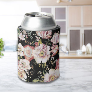Rafraîchisseur Pour Canette bohème chic rose pâle fleurs sombres floral