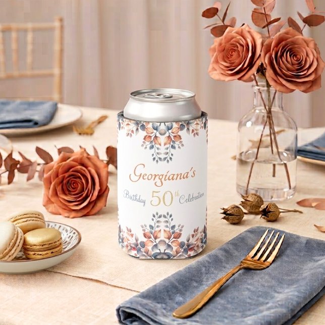 Rafraîchisseur Pour Canette Boho Feuilles d'Automne 50e Anniversaire (Créateur téléchargé)