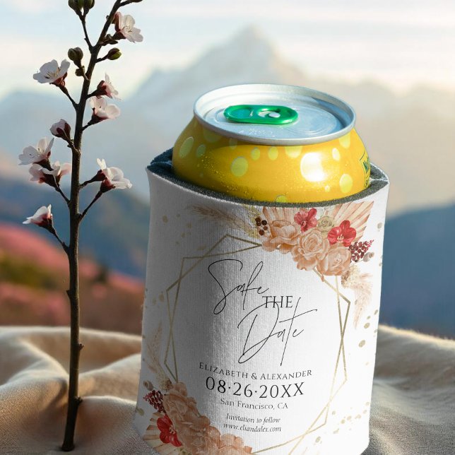 Rafraîchisseur Pour Canette Boho Floral | Mariage en terre cuite Enregistrer l (Créateur téléchargé)