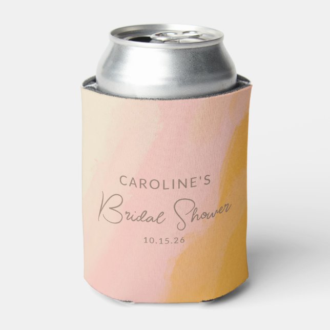 Rafraîchisseur Pour Canette Boho Rose Jaune Script Personnalisé Bridal Shower  (Can devant)