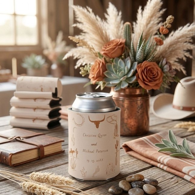 Rafraîchisseur Pour Canette Boho Western Cowboy Mariage d'illustration (Créateur téléchargé)