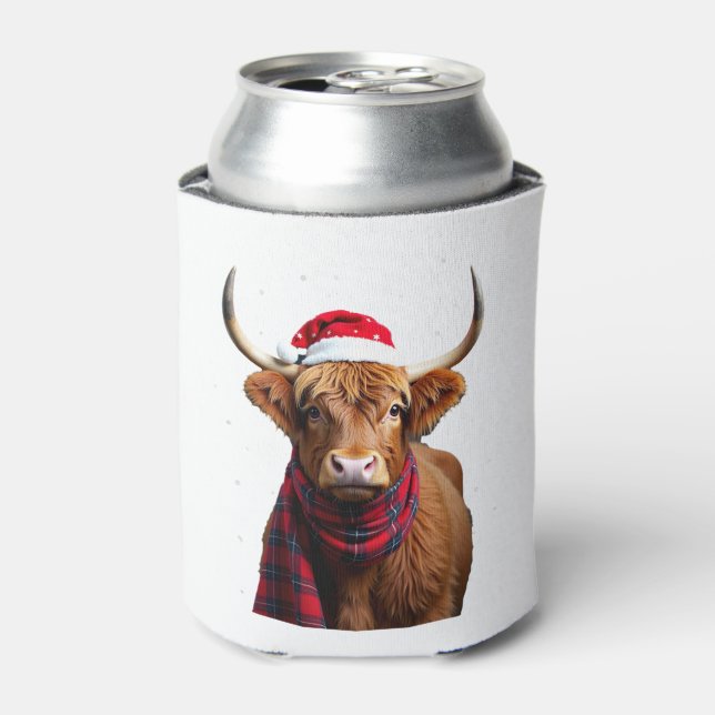 Rafraîchisseur Pour Canette Boho Xmas Christmas Highland Cow T-Shirt (1) (Can devant)