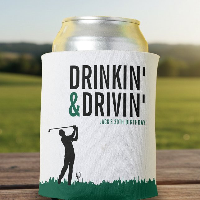 Rafraîchisseur Pour Canette Boire et conduire une fête d'anniversaire de golf  (Drinkin' & Drivin' Adult Golf Birthday Party Can Cooler
)