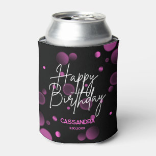 Rafraîchisseur Pour Canette Bokeh rose moderne dégradé noir Joyeux anniversair