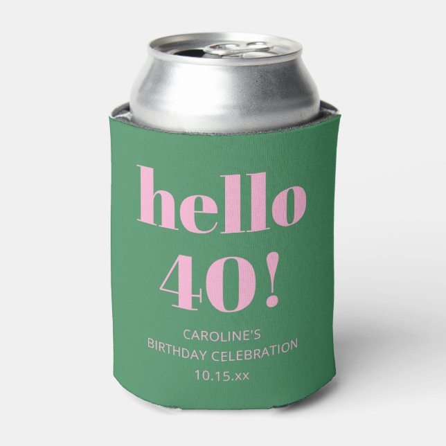 Rafraîchisseur Pour Canette Bold Bright Modern Retro Pink Green 40th Birthday (Can devant)