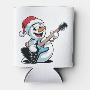 Rafraîchisseur Pour Canette Bonhomme de neige jouant de la guitare électrique