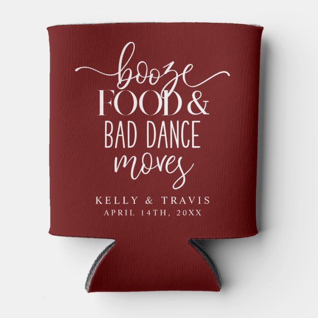 Rafraîchisseur Pour Canette Booze nourriture et mauvaise danse déménage Mariag (Devant)