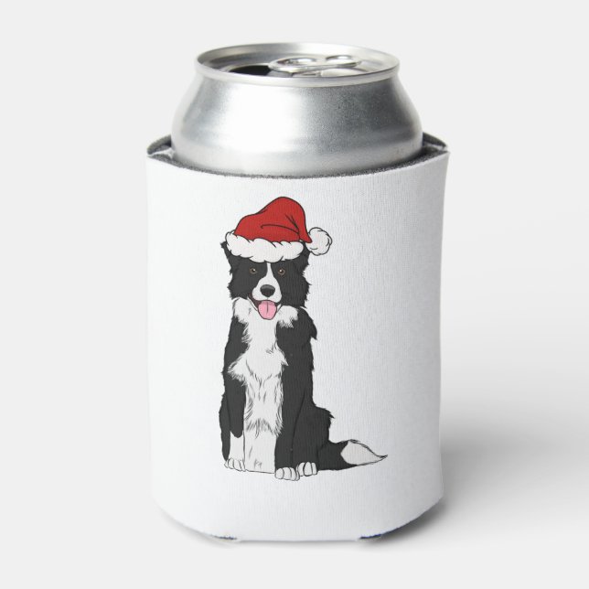 Rafraîchisseur Pour Canette Border Collie de Noël  1 (Can devant)