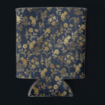 Rafraîchisseur Pour Canette Botanical Gold Flowers Blue Pattern<br><div class="desc">Elegant golden delicate small garden flowers hand painting navy-blue design, featuring a collection of faux metallic gold and white roses, yellow gold daisies flowers with various golden leaf shapes greenery hand painting, on a dark blue, navy-blue color background. A special unique botanical nature floral art, great for a spring botanic...</div>