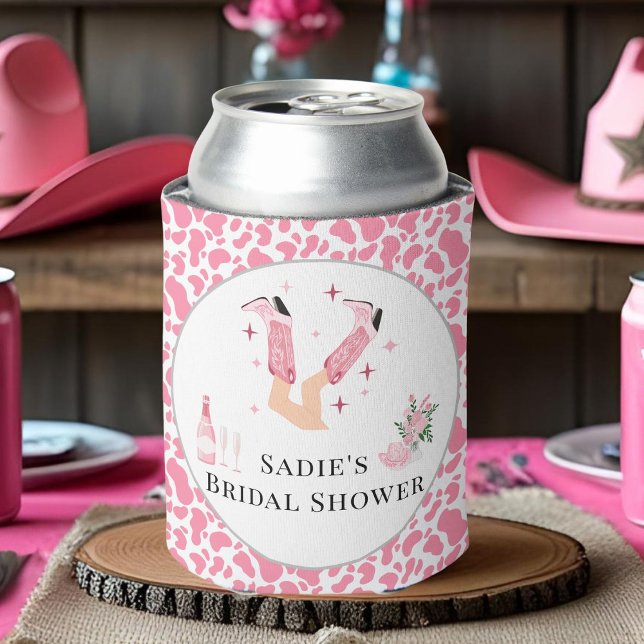 Rafraîchisseur Pour Canette Bottes de cowboy roses et douche de mariage «Bubbl (Créateur téléchargé)