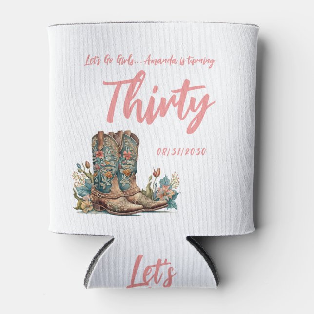 Rafraîchisseur Pour Canette Bottes occidentales Floral Trente Anniversaire Fêt (Devant)
