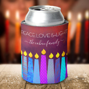 Rafraîchisseur Pour Canette Bougies de Menorah de Hanukkah Rouge Paix Amour Lu
