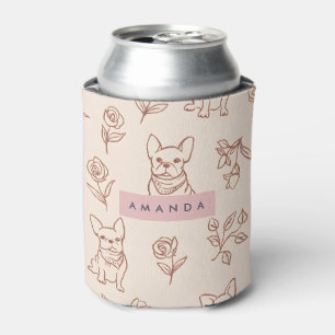 Rafraîchisseur Pour Canette Bouledogue Français Floral Personnalisé Mignon