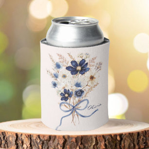 Rafraîchisseur Pour Canette Bouquet de fleurs bleu marine Fleurs personnalisée