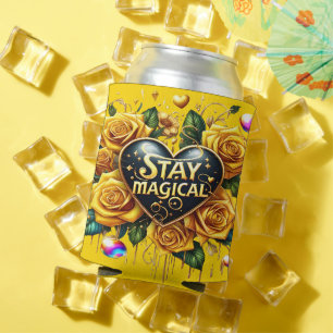 Rafraîchisseur Pour Canette Bouquet enchanteur de Roses d'or et de coeur