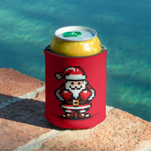 Rafraîchisseur Pour Canette Boxe Père Noël - Retro Pixel Conception de Noël