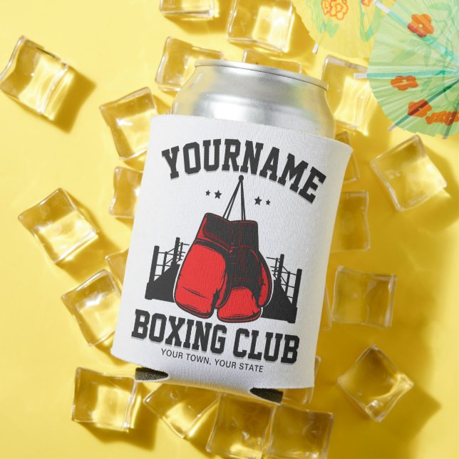 Rafraîchisseur Pour Canette Boxeur Pro AJOUTER NOM Gants Rouges Boxe sur Ring  (Été in situ)